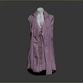 Pink Plaid Sleeveless Vest With Button Front Longline Fashion Design