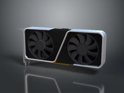 High Performance Computer Graphics Card With Dual Fans And Silver Carbon Fiber Frame 3d model
