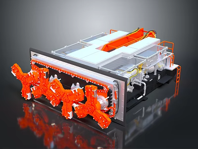 Industrial Manufacturing Equipment With Orange Mechanical Components And Large Structure 3d model
