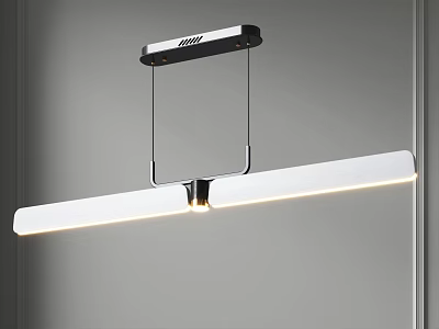 Contemporary Sleek Linear Pendant Light With Metal Support And White Luminous Body For Interior Design 3d model