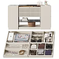 Modern Storage Cabinet With Drawers Shelves And Organized Accessories Towel Box Glasses Scarves