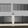 Modern wrought iron railing fence guardrail fence 3d model