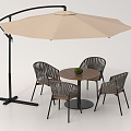 Modern Outdoor Table and Chair Combination Outdoor Table and Chair Sunshade 3d model