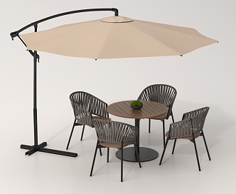 Modern Outdoor Table and Chair Combination Outdoor Table and Chair Sunshade 3d model