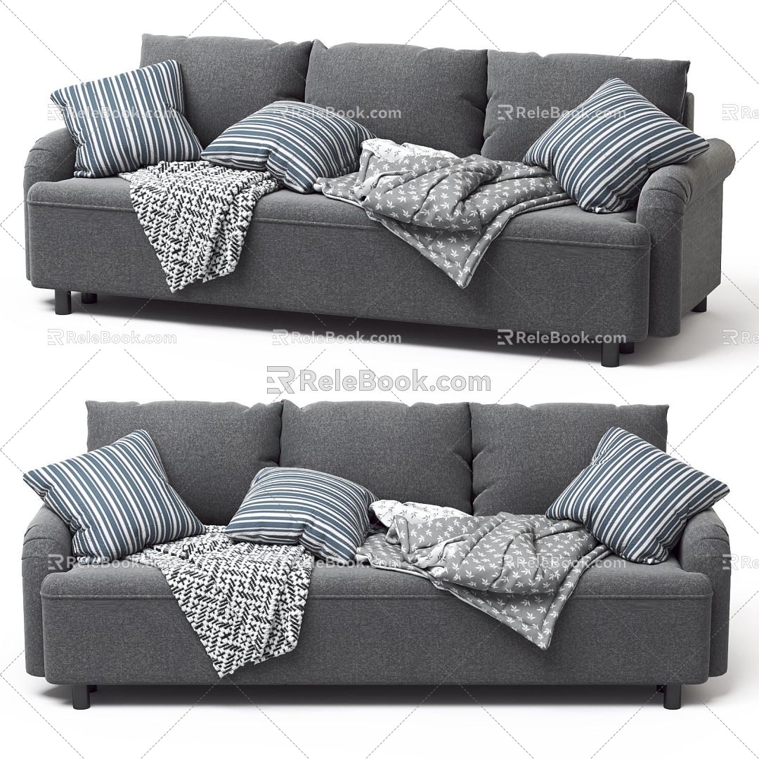 Casual Sofa Combination Casual Sofa Living Room Sofa Multi-Person Sofa Pillow Pillow Home Furniture Simple 3d model