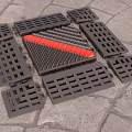 Outdoor Entrance Door Mat With Red Black Diamond Pattern And Non Slip Design