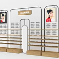 Modern Retail Eyewear Display Shelves With Multiple Layers And Side Posters 3d model