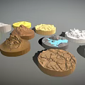 Garden Landscape Featuring Circular Landform Models With Various Colors And Textured Mountain Water Details