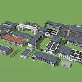 Modern Office Building Complex With Connected Structures And Central Courtyard Design 3d model