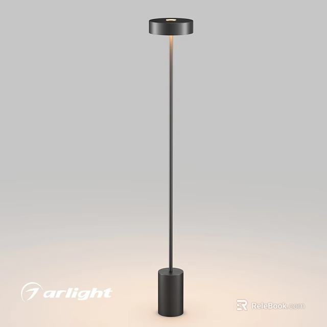 Modern Sleek Floor Lamp With Black Metal Stand And Stable Base 3d model 