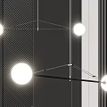 Modern Geometric Chandelier With Four Spherical Lights And Metal Frame For Living Room