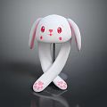 Cute White Rabbit Shaped Daily Life Product With Long Ears Pink Eyes And Paw Patterns