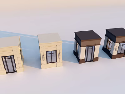 Small Building Models Different Designs Colors And Roof Styles With Doors Windows And Wall Textures 3d model