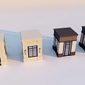 Small Building Models Different Designs Colors And Roof Styles With Doors Windows And Wall Textures