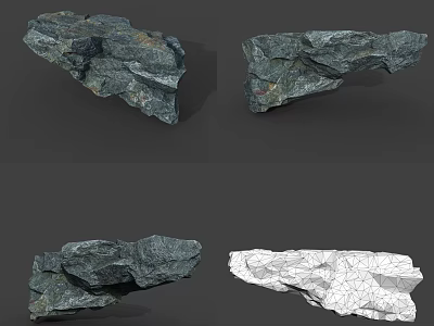 Natural Stone and Wood 3D Model Designs with Textured Pieces and Wireframe 3d model