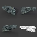Natural Stone and Wood 3D Model Designs with Textured Pieces and Wireframe