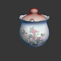 White Ceramic Lidded Cup With Colorful Floral Pattern And Elegant Design 3d model