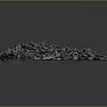 Tire Sculpture With Stacked Tires And Green Plants On Dark Background