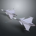 Two Gray Fighter Jets Flying Side by Side Against Gray Background 3d model
