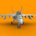 Gray Fighter Jet Model With Detailed Cockpit And Missiles On Orange Background