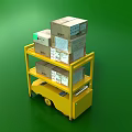 Commercial Equipment Yellow Multi Layer Storage Trolley With Wheels For Stacking Boxes 3d model