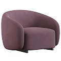 Ivory Fluffy Single Sofa With Rounded Armrests And Black Short Legs For Cozy Living Room