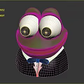Green Frog Character Wearing Black Tuxedo With Big Eyes Orange Mouth And White Shirt Details