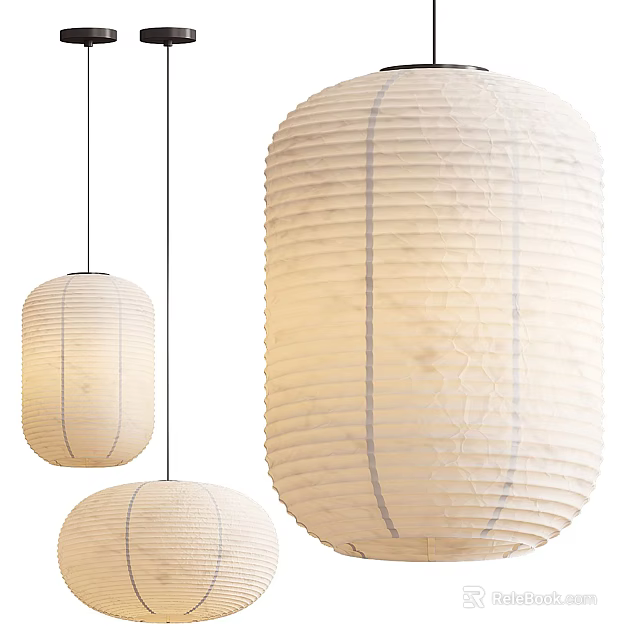 White Paper Chandeliers With Striped Design For Modern Minimalist Home Decor 3d model 