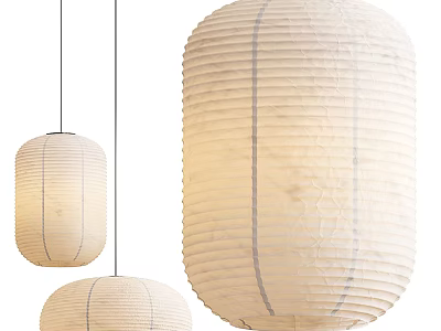 White Paper Chandeliers With Striped Design For Modern Minimalist Home Decor 3d model