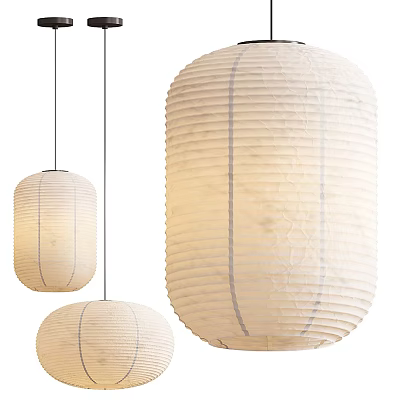 White Paper Chandeliers With Striped Design For Modern Minimalist Home Decor 3d model
