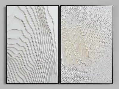 Modern Abstract Wall Art With Textured Line And Dotted Patterns In Black Frames 3d model