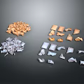 Various Colored Scrap Fragments In Different Shapes And Sizes On Dark Background