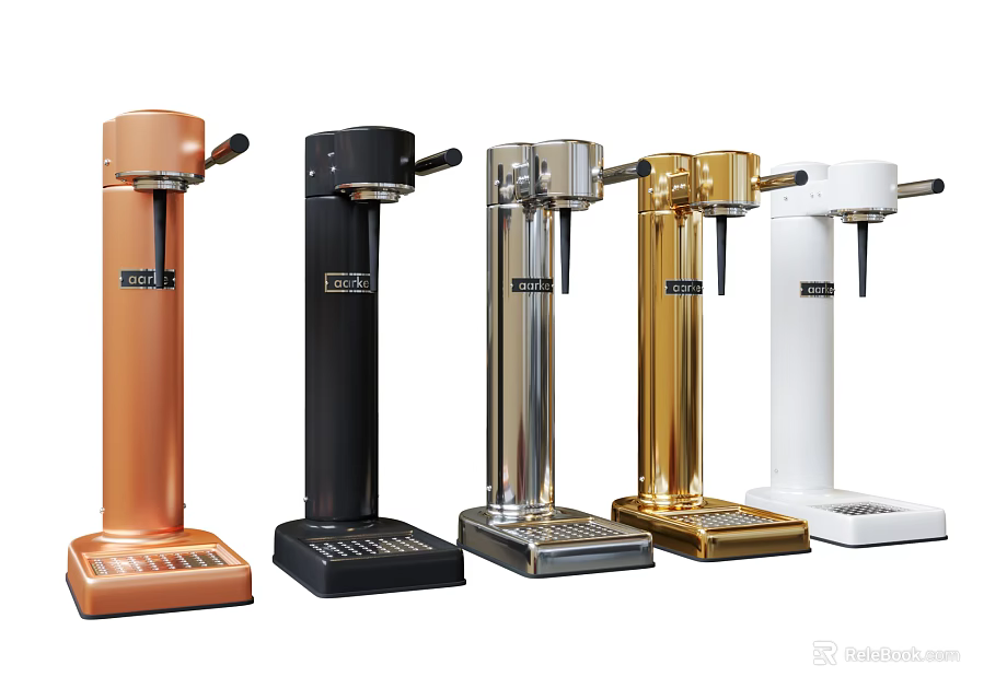 Commercial Beverage Dispensers In Copper Black Silver Gold White With Metal Stand Base 3d model 