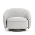 Gray Upholstered Single Sofa With Rounded Design Curved Armrests And Dark Base 3d model