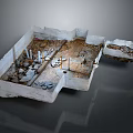 Ancient Ruins Building Foundation With Ruined Walls Stone Blocks And Column Remains