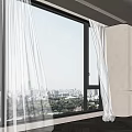 modern curtain window screen floor-to-ceiling window 3d model
