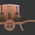 Wooden Barrel Mounted On Vintage Cart With Spoked Wheels And Handles