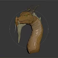 Golden Dragon Head 3D Model With Intricate Scaled Texture Horns And White Beard