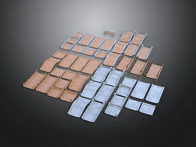 Architectural Building Materials With Various Colored Panels And Different Tile Layouts 3d model