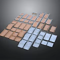 Architectural Building Materials With Various Colored Panels And Different Tile Layouts