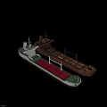 Large Cargo Ship as Water Transport with Red Cargo Hatches White Green Hull and Masts