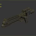 Multi Barrel Machine Gun With Sniper Scope And Metallic Tactical Design