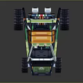 Pixel Style Off Road Vehicle With Large Tires And Driver Character In Bright Colors