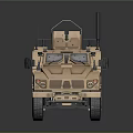 Military Utility Vehicle With Armored Body Off Road Tires And Weapon System Antenna