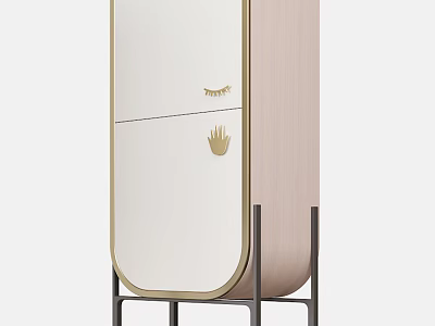 Modern Entryway Cabinet Sideboard With White Panel And Metal Frame Sleek Design 3d model