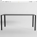 Modern Black Dining Table with Sleek Rectangular Top and Four Straight Legs Minimalist Design 3d model