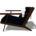Modern Accent Chair With Wooden Armrests Black Cushion And White Cloth Draped For Home Decor