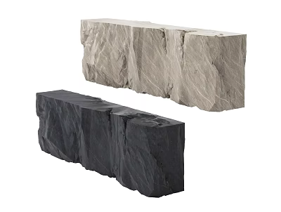 Natural Stone And Wood Decorative Blocks In Gray And Black Textured Design 3d model