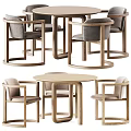 Modern Round Dining Table Set With Wooden Frame And Upholstered Chairs 3d model