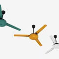 Colorful Ceiling Air Conditioner Fans in Green Yellow and White